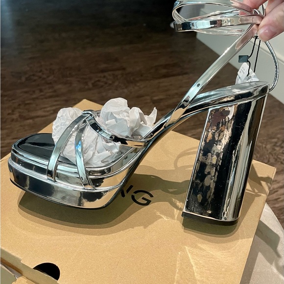NWT Mango Metallic Platform Sandal - Picture 4 of 8